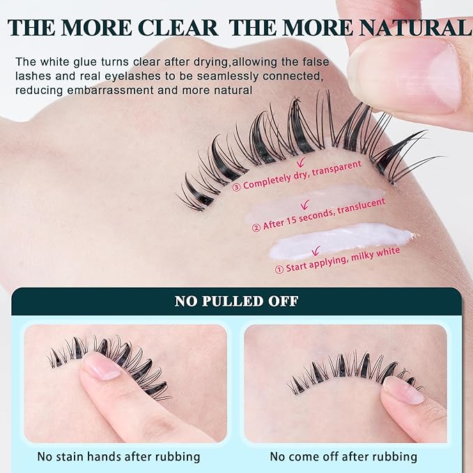 432Pcs Lash Clusters Kit - Wispy Natural & Manga Spiky Lash Cluster Invisible band 8-16mm Eyelash Clusters Kit D Curl Lash Extension Kit WideSpan with Bond and Seal DIY at Home for Starter