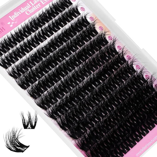 FADLASH Lash Clusters Eyelash Extensions 12-18mm Eyelash Clusters Individual Cluster Lashes D Curl DIY Lash Extension Clusters Volume (L01-Mix12-18)