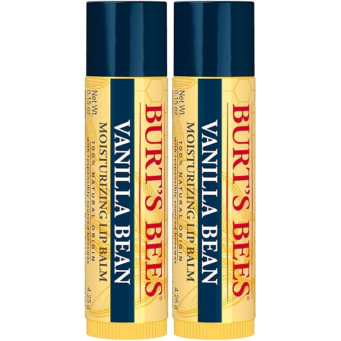 Burt's Bees Lip Balm - Vanilla Bean, Lip Moisturizer With Responsibly Sourced Beeswax, Tint-Free, Natural Origin Conditioning Treatment, 2 Tubes, 0.15 oz. (Pack of 2)