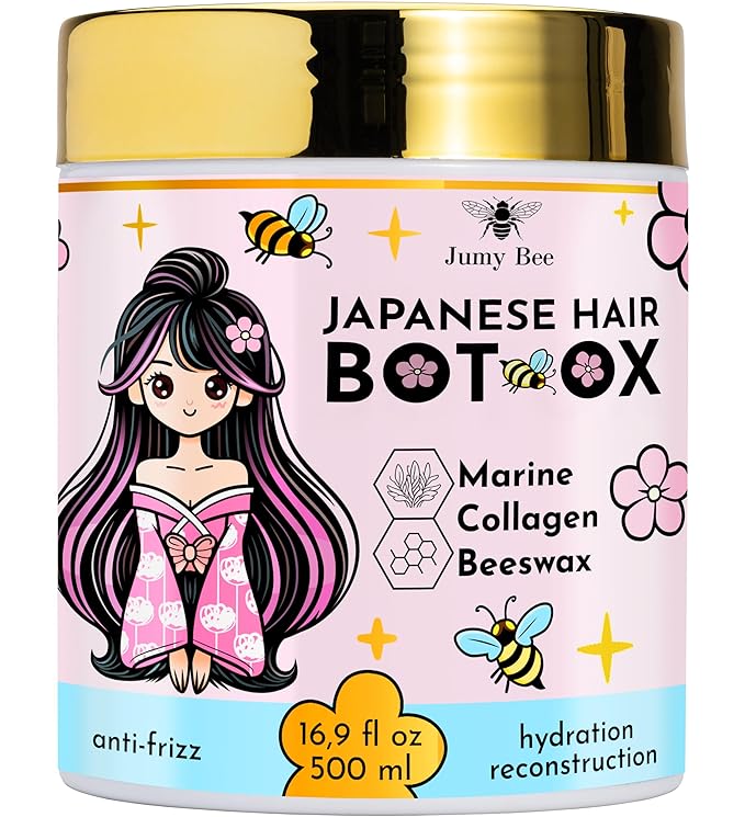 Japanese BTX Hair Mask for Damaged Hair B-TOX – Collagen & Keratin Treatment with Beeswax & Seaweed, Anti-Frizz, Protein Repair, Formaldehyde-Free,16.9 oz | Collagen & Keratin