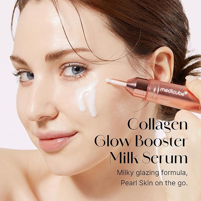medicube Milky Collagen Double Glow Lock Duo: Collagen Glazed Milky Wrapping Mask and Booster Serum | 130DaCollagen, Niacinamide, Glutathione for Plumped, Radiant Glass Skin, Valentines Day Gifts