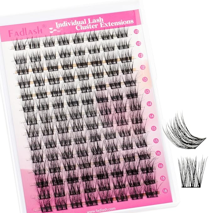 FADLASH Cluster Lashes Fluffy 10-18mm Lash Clusters Volume Lash Extension 112Pcs 3D DIY Lash Clusters D Curl Individual Lashes (R02-0.07-D,10-18mm)