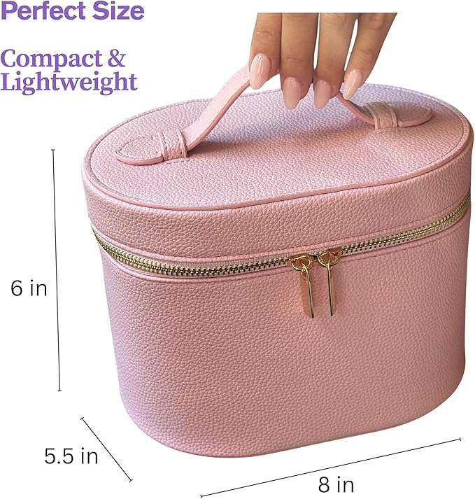 JAZD Vanity Case Makeup Bag with Removable Organizer Divider, Travel Toiletry Cosmetic Organizer for Women