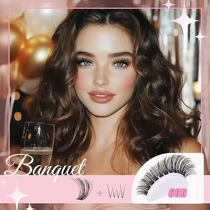 Lash Clusters 9-16mm with 5-7mm Bottom Lashes D Curl 30D 40D 50D 60D Fluffy Wispy EyeLash Clusters - DIY Eyelash Extension Individual lash lift kit No Adhesives Included