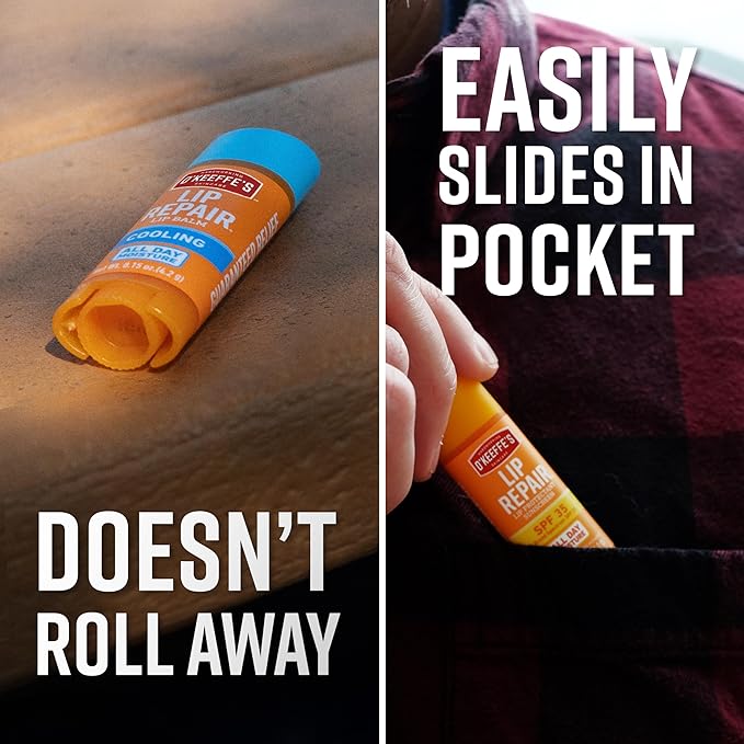 O'Keeffe's Lip Repair Lip Balm Set for Dry, Cracked Lips - Stick (Pack of 3: 1 Cooling + 1 Unscented + 1 SPF) - Moisturizer for for Extremely Cracked, Dry Lips