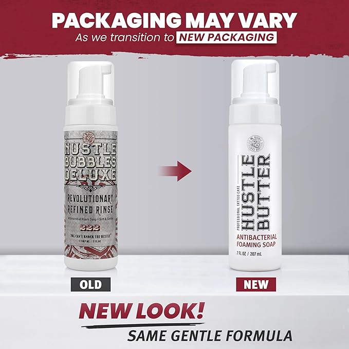 Hustle Bubbles Tattoo Aftercare Soap - Antibacterial Cleanser To Clean New Tattoos & Piercings - Essential Body Art Supplies 7oz