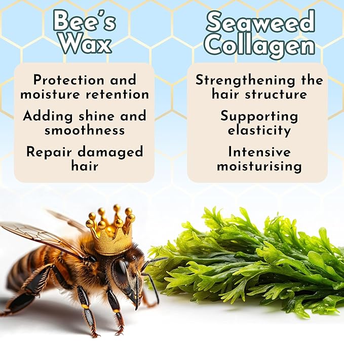 Japanese BTX Hair Mask for Damaged Hair B-TOX – Collagen & Keratin Treatment with Beeswax & Seaweed, Anti-Frizz, Protein Repair, Formaldehyde-Free, 8.8 oz