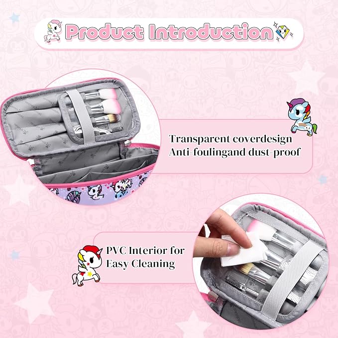Tokidoki Official Licensed Travel Makeup Bags Toiletry Bags for Women Cosmetic Organizer Bag Large Capacity Travel Makeup Case Organizer
