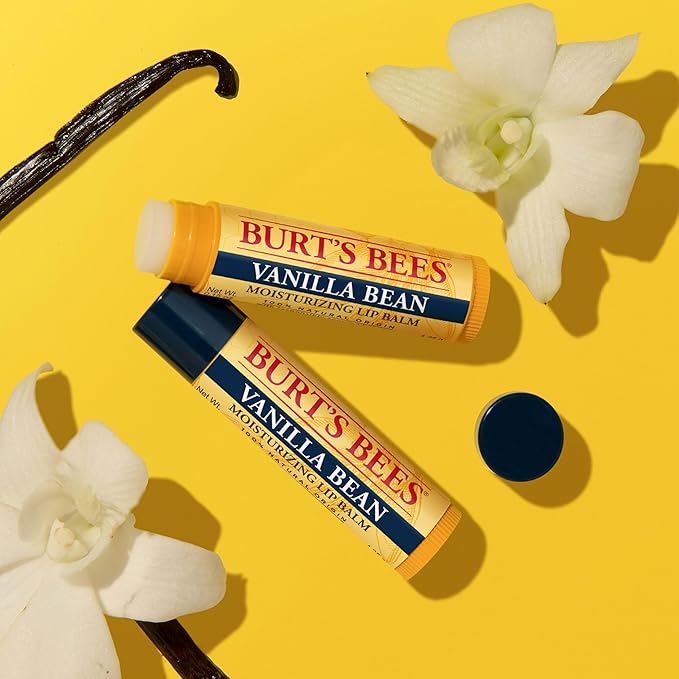 Burt's Bees Lip Balm - Vanilla Bean, Lip Moisturizer With Responsibly Sourced Beeswax, Tint-Free, Natural Origin Conditioning Treatment, 2 Tubes, 0.15 oz.