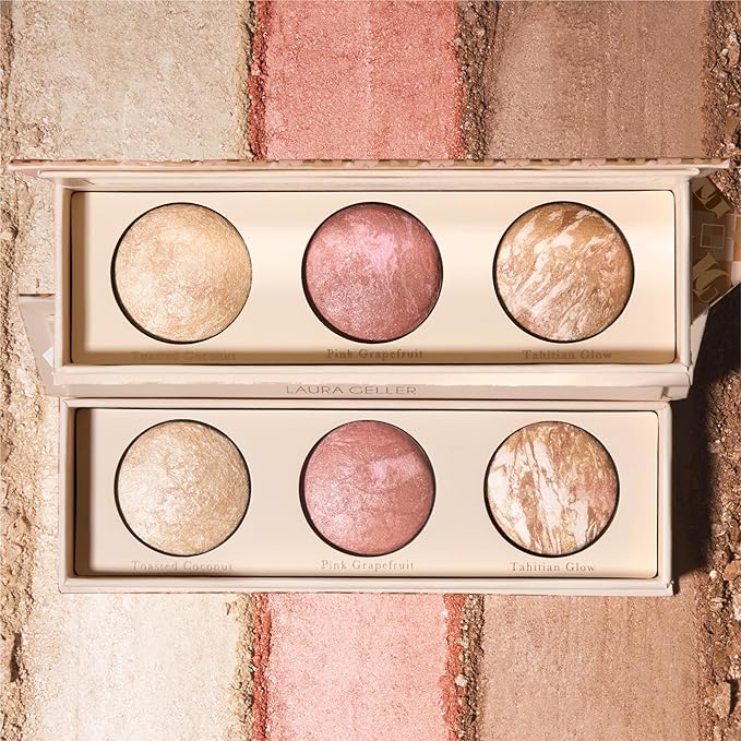 LAURA GELLER NEW YORK Geller's Greatest Lift-n-Glow Baked Trio Palette - Highlighter, Blush, Bronzer - All Skin Tones