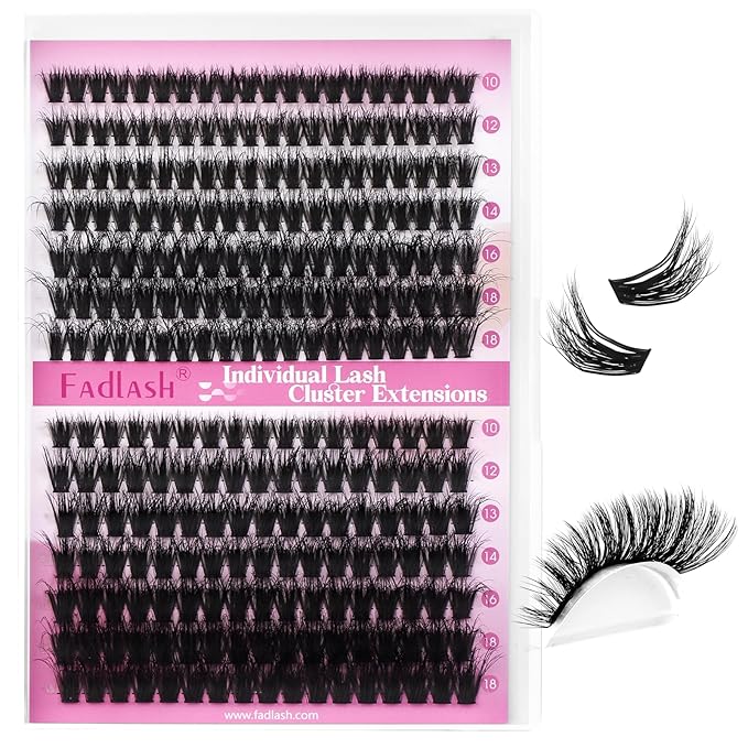FADLASH Lash Clusters 60D+80D Eyelash Extensions 10-18mm Individual Cluster Lashes D Curl DIY Lash Extension Clusters 3D Effect Eyelash Clusters Volume (60D+80D-3D-Mix10-18)