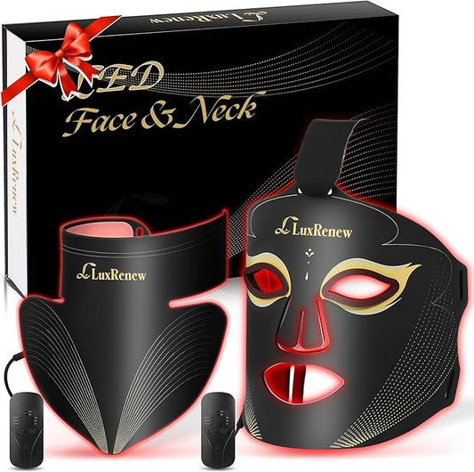 Red Light Therapy Mask Set, Led Mask Light Therapy for Face, Near-Infrared Light 850nm and Red Light 630nm, Black