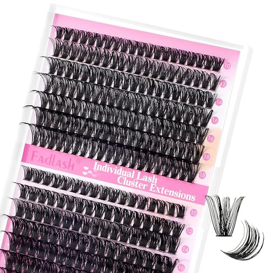 Lash Clusters Fluffy 60D+80D 10-18mm Mixed Tray Thick Eyelash Clusters D Curl Individual Lashes 259pcs Eyelash Extension Clusters Wispy Soft DIY Lash Extensions (60D+80D-0.07-D,10-18mm)
