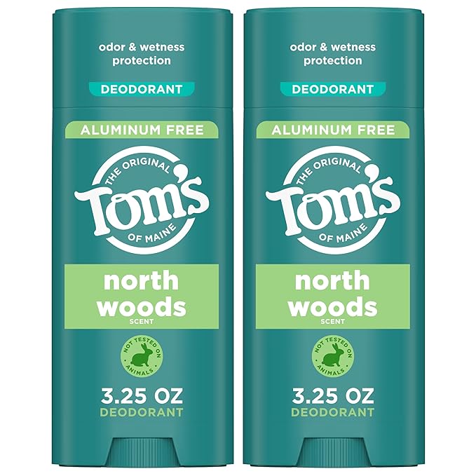 Tom’s of Maine North Woods Aluminum Free Natural Deodorant For Women & Men | Goes on Clear | Odor & Wetness Protection | Naturally Derived and Moisture-Locking Ingredients | 3.25 oz (2 Pack)