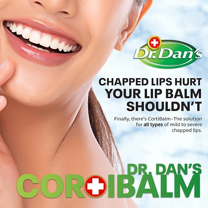 Dr. Dan's Cortibalm- 3 Pack - for Dry Cracked Lips - Healing Lip Balm for Severely Chapped Lips - Designed for Men, Women and Children