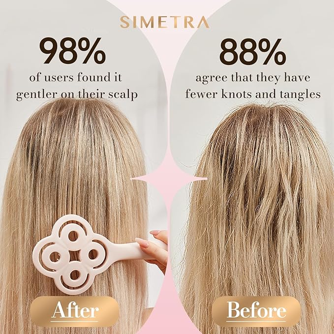 Simetra Detangler Hair Brush for Women and Men, Original Detangling Brush for Curly Hair/Fine &Thick/Wet & Dry Hair, Holiday Present Hairbrush - Natural Crystal Inlay & 14K Gold Plating