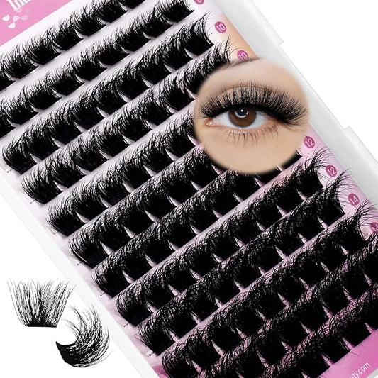 FADLASH Lash Cluster Eyelash Extensions 8-16mm Individual Cluster Lashes D Curl DIY Lash Extension Clusters 3D Effect Eyelash Clusters Volume (Y01-3D-Mix8-16)