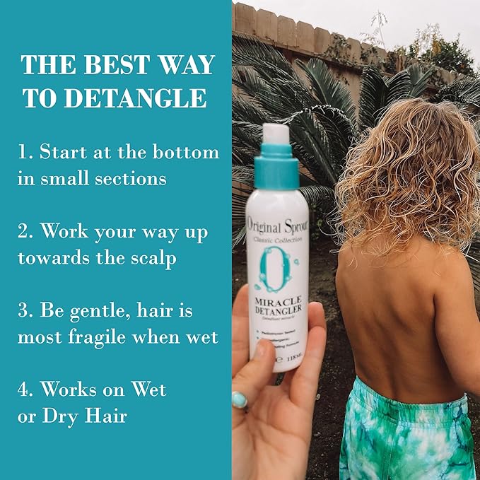 Original Sprout Miracle Detangler Spray, Lightweight Non-Greasy Leave-In Conditioner Spray for All Hair Types, Smooths, Softens & Detangles, Vegan, Cruelty-Free, Safe for Kids & Adults, 8 fl oz