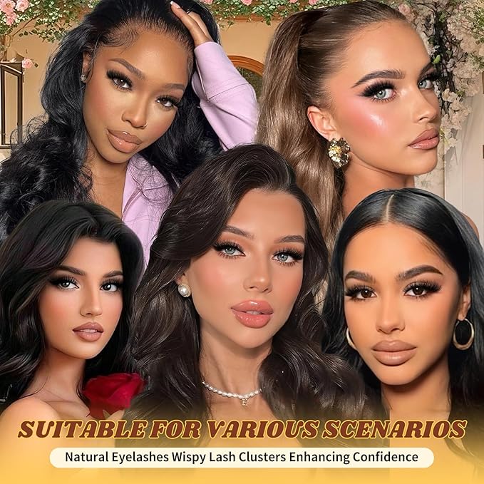 QUEWEL Lash Clusters Kit, 320 Pcs 30D+40D Lash Cluster Eyelash Extensions 9-16mm Lash Clusters Wispy Kit with Eyelash Clusters Bond and Seal Glue Remover Tweezers (30D+40D Kit)