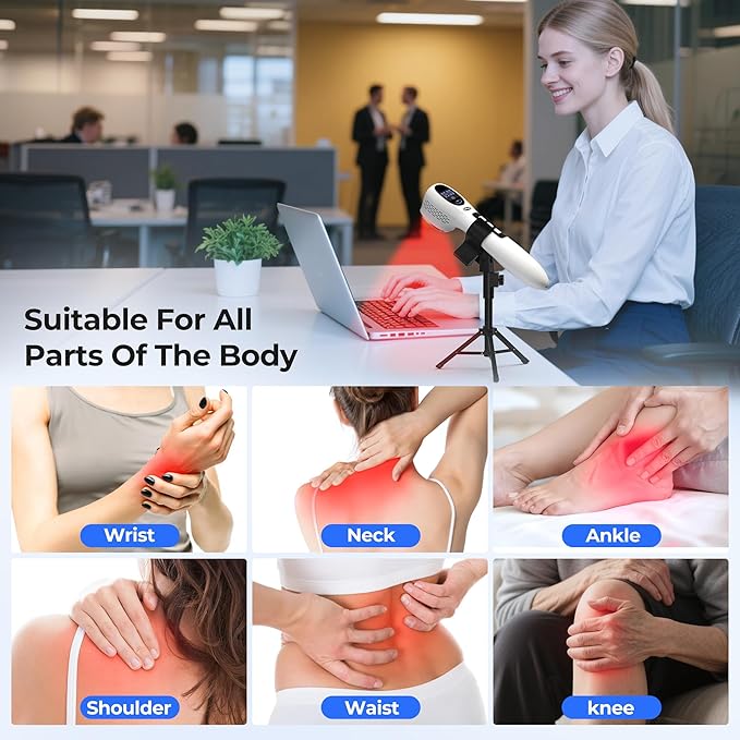 Handheld Red Light Therapy with Stand,Infrared Light Therapy Device with Timing &2 Modes,Red Light Therapy Wand for face&Body,Cold Therapy Machine for Wrists Knees Joints(5 * 808nm+12 * 650nm)