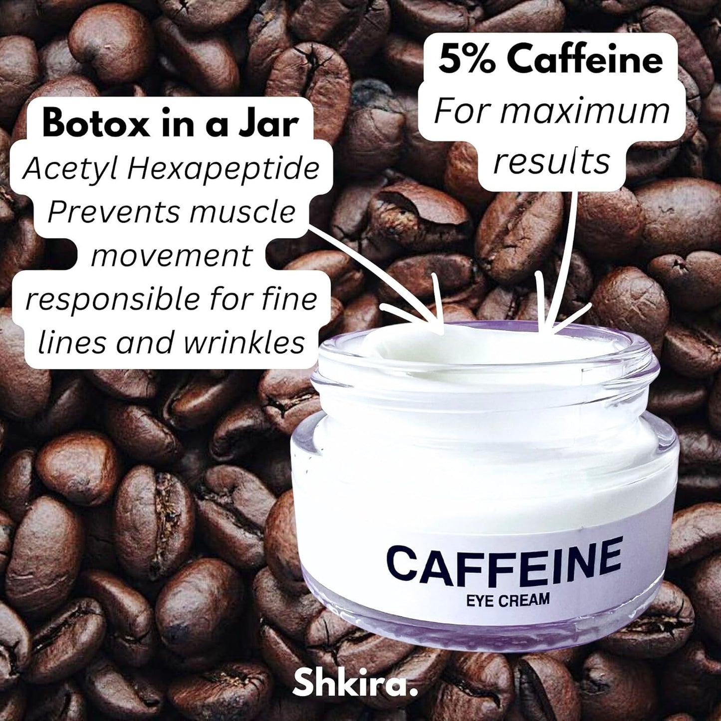 Caffeine Eye Cream | 5% Caffeine I Under Eye Cream for Dark Circles | Get Rid of Bags Under Eyes I Best Eye Cream For Wrinkles | Eye Cream For Women | Eye Cream For Men | Crema Para Ojos