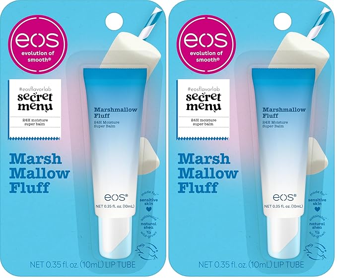 eos 24H Moisture Super Balm - Marshmallow Fluff, Lip mask, Moisturizing, Lip Treatment, Limited-Edition Skincare, 0.35 fl oz (Pack of 2)