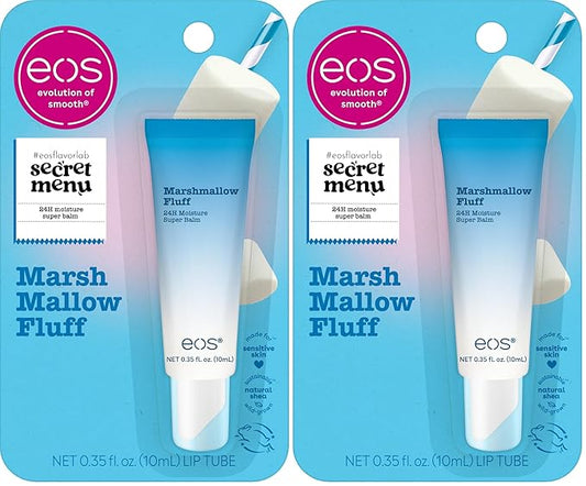 eos 24H Moisture Super Balm - Marshmallow Fluff, Lip mask, Moisturizing, Lip Treatment, Limited-Edition Skincare, 0.35 fl oz (Pack of 2)