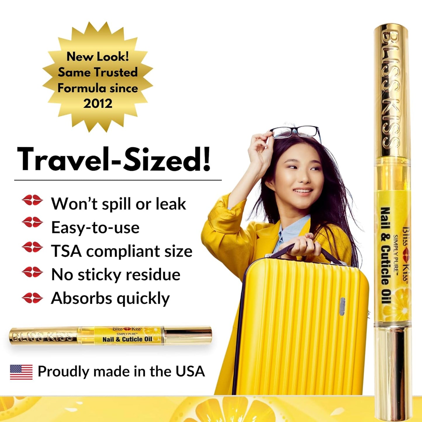 Bliss Kiss | 1 Crisp Fragrance | Nail Oil Cuticle Pen w/Vitamin E & Jojoba⏤Nail Strengthener Nail Growth Serum for Brittle Peeling Breaking Thin Nails