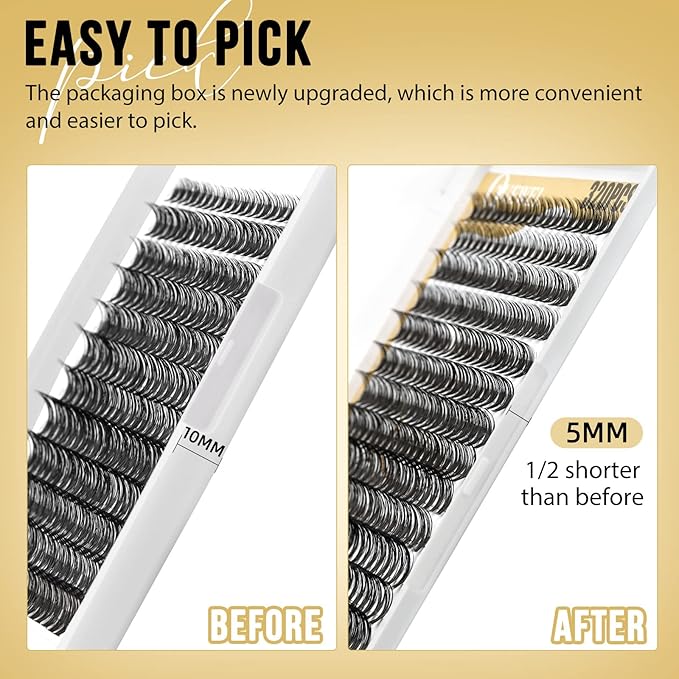 QUEWEL Lash Clusters 320Pcs Cluster Lashes 20D C Curl Lash Cluster Eyelash Extensions Mix12-18mm Individual Eyelashes Clusters Wispy Lash Clusters Thin Band Soft to Use at Home (20D C Mix12-18)
