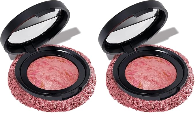 LAURA GELLER NEW YORK Baked Blush-n-Brighten Marbleized Blush for Cheeks - Pink Buttercream - Natural Finish - Buildable Color (Pack of 2)