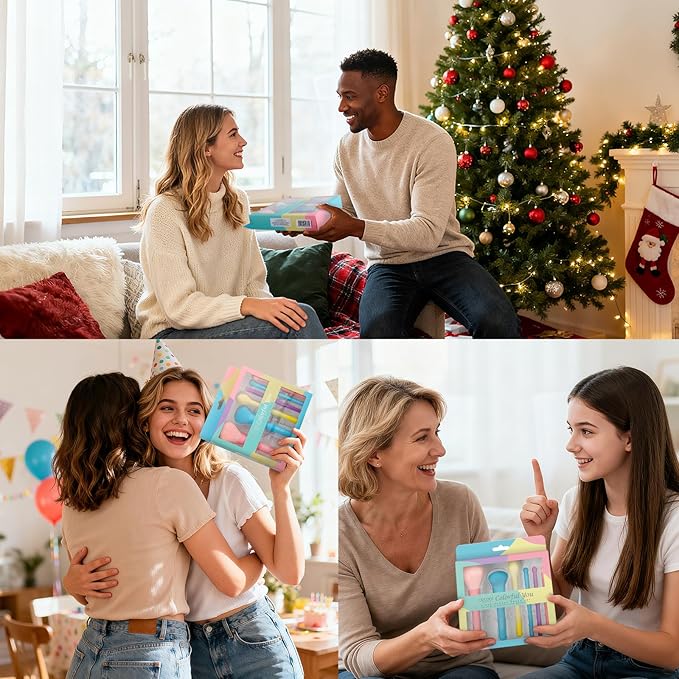 docolor 6 Piece Makeup Brush Set for for full face and eye makeup application, for Foundation, Powder, Blush, Contour, Concealer ＆ Eyeshadow, Mini Makeup Brushes Travel Gift Set Cruelty-Free & Vegan