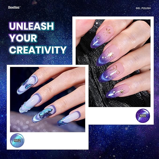 Beetles Chameleon Gel Nail Polish Set - 20 Color Stellar Mirage Cat Eye Temperature Changing Shifting Gel Polish Magnetic Jelly Nails Soak Off UV LED Nail Art Spring Gift for Women&Girls