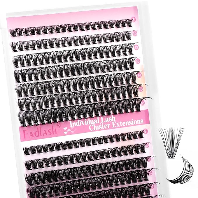 FADLASH Cluster Lashes Fluffy 8-16mm Lash Clusters Volume Lash Extension 280Pcs DIY Lash Clusters D Curl Individual Lashes (30D+40D-0.07-D,8-16mm)