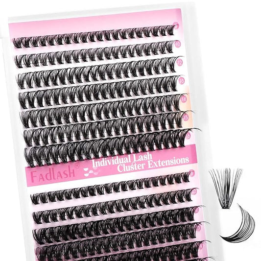 FADLASH Cluster Lashes Fluffy 8-16mm Lash Clusters Volume Lash Extension 280Pcs DIY Lash Clusters D Curl Individual Lashes (30D+40D-0.07-D,8-16mm)