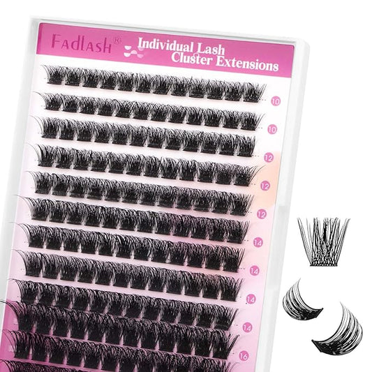 Lash Clusters 10-16mm 144pcs Mixed Tray Individual Lashes D Curl Individual Lashes Cluster Eyelash Extensions DIY Lash Extensions Eyelash Clusters Eyelash Extension Kit at Home (J02-0.07D, 10-16mm)
