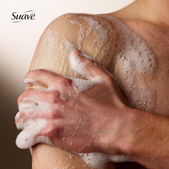 Suave Men Hydrating 3-in-1 Body + Hair + Face Wash with Glycerin & Vitamin E, Cleanse, Moisturize, Refresh, No Parabens or Pthalatates, Long-Lasting Fragrance, 18 FL OZ, 6 Count