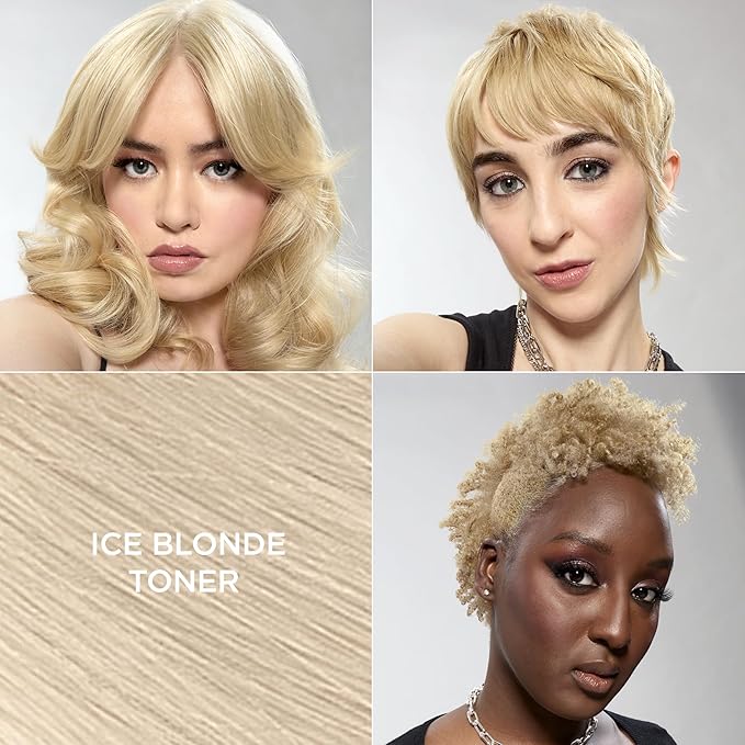 L'Oreal Paris Feria Long-Lasting Anti Brass Power Hair Toner, Ammonia Free Demi Permanent Hair Color, Ice Blonde Hair Toner, 1 Application