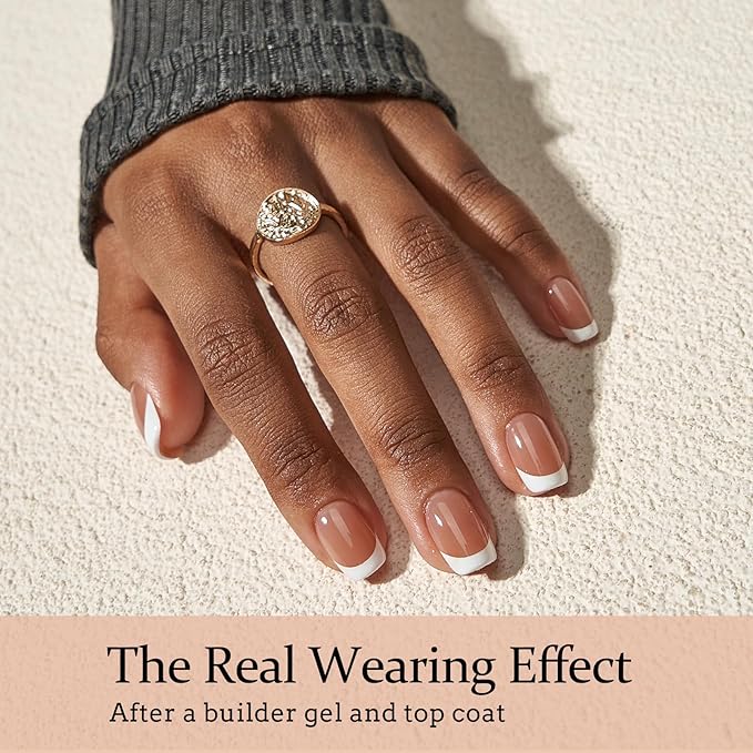 BTArtboxnails French Gel Nail Kit - French Tip Press on Nails Brown Extra Short Square XCOATTIPS Fake Nails for Nail Art DIY