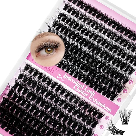FADLASH Lash Clusters 60D+80D Eyelash Extensions 10-18mm Individual Cluster Lashes D Curl DIY Lash Extension Clusters 3D Effect Eyelash Clusters Volume (60D+80D-3D-Mix10-18)