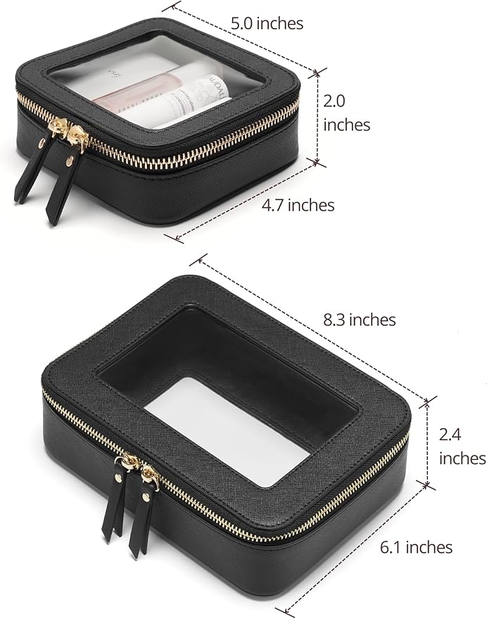 Popvibe Clear Makeup Bag Travel Cosmetic Case Transparent Toiletry Bag with Zipper, Portable Make Up Organizer Traveling Compact Car Bag for Essentials