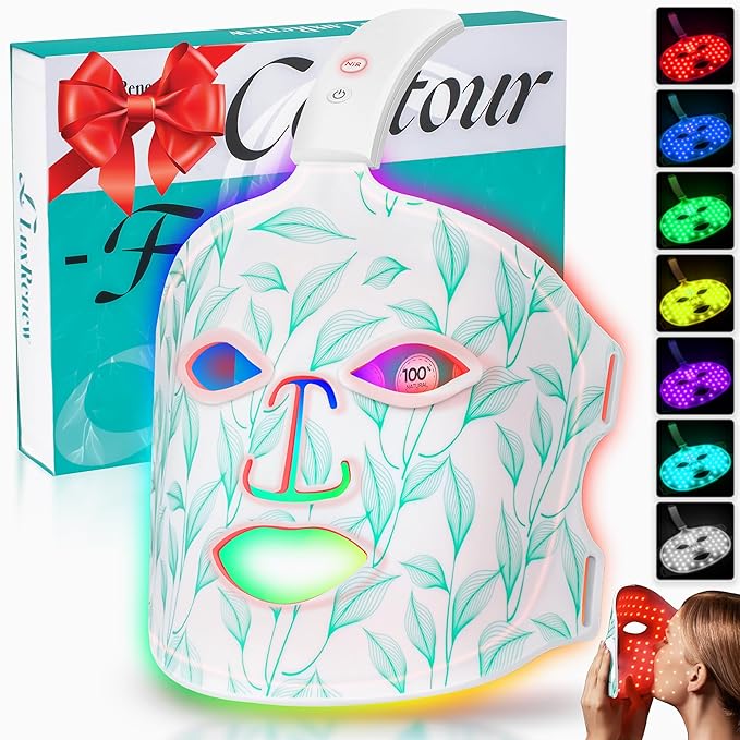 Red Light Therapy for Face, Led Contour Face Mask Light Therapy, 7+1 Color Near-infrared 850 Led Light Mask Portable and Rechargeable, Red Light Therapy At Home and Wireless Led Face Mask[BMask Pro]