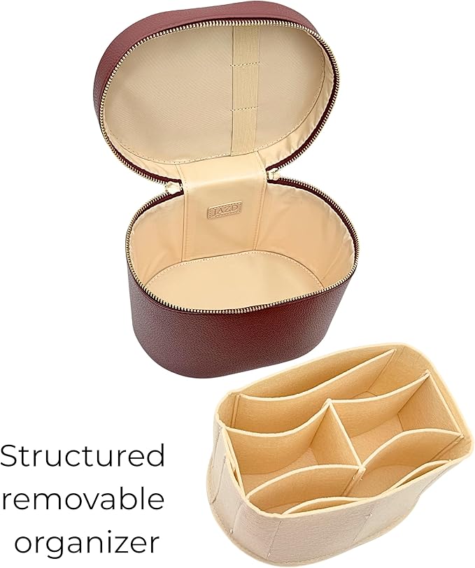 JAZD Vanity Case Makeup Bag with Removable Organizer Divider, Travel Toiletry Cosmetic Organizer for Women