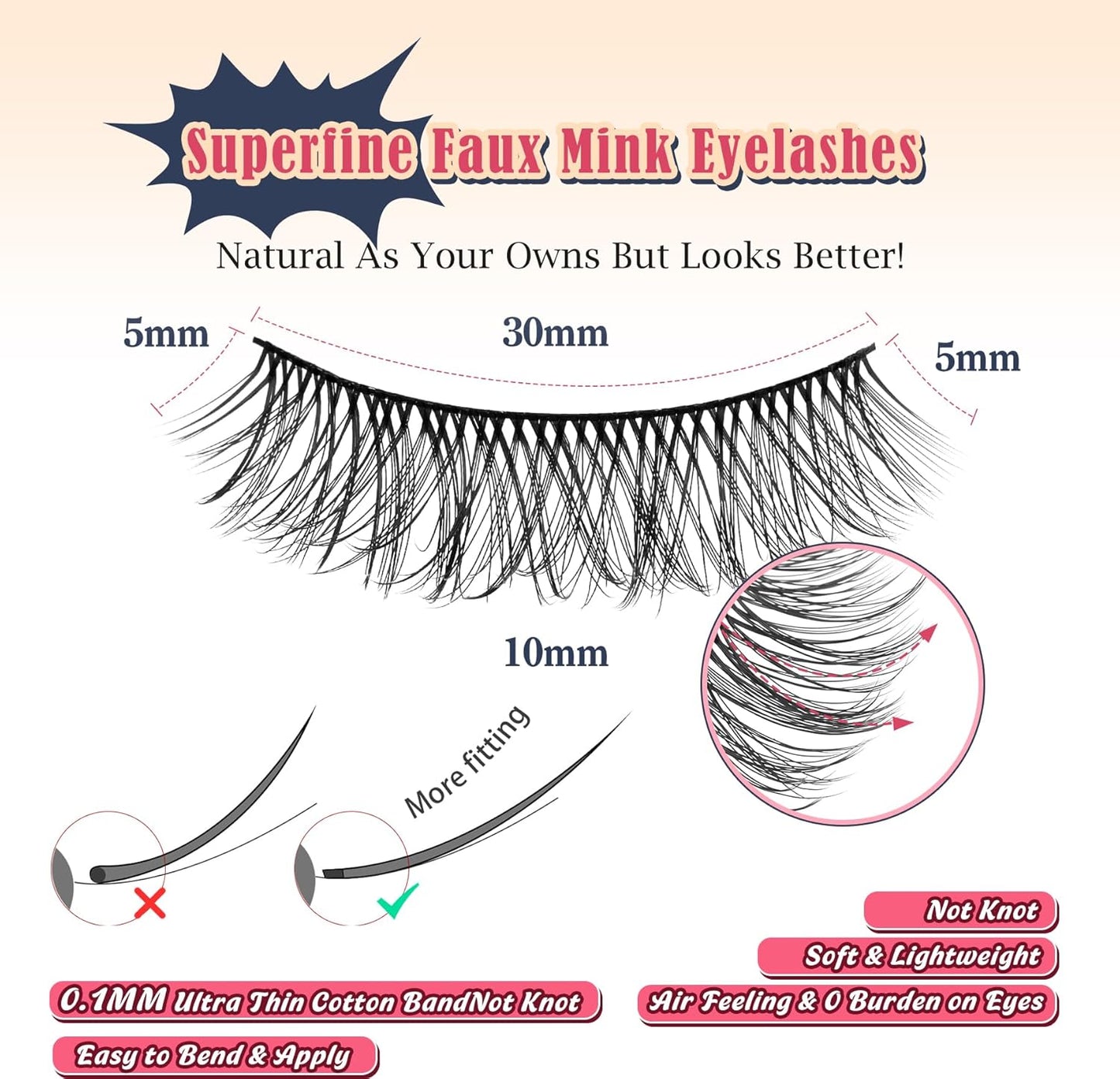 Natural Lashes Wispy False Eyelashes Short Lashes Soft Strip Lashes C Curl Eye Lashes Natural 10mm Short Eyelashes 10 Pair Eye Lashes Pack Siligli