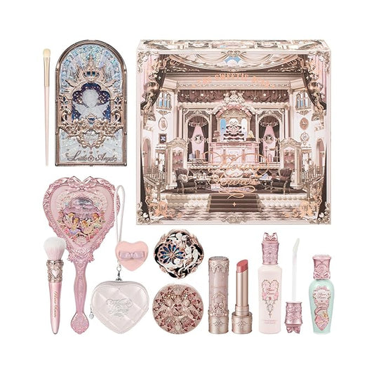 Flower Knows Cherub Bloom 11-Piece Makeup Gift Box Set,Includes Makeup Palette,Lipstick,Blush,Highlighter,Lip Gloss,Hand Mirror,Bag Charm,Brush,Box,Perfect Anniversary Valentine Birthday Make Up Gift