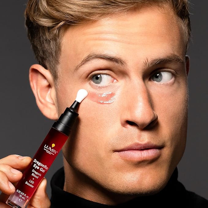 Lumin DragonRay Eye Gel, Under Eye Serum for Red Light Therapy, Peptides, Hyaluronic Acid & Caffeine Cream, Reduces Dark Circles & Puffiness, Compatible w Luminator Eye Mask, Vegan, 0.51oz (15ml)