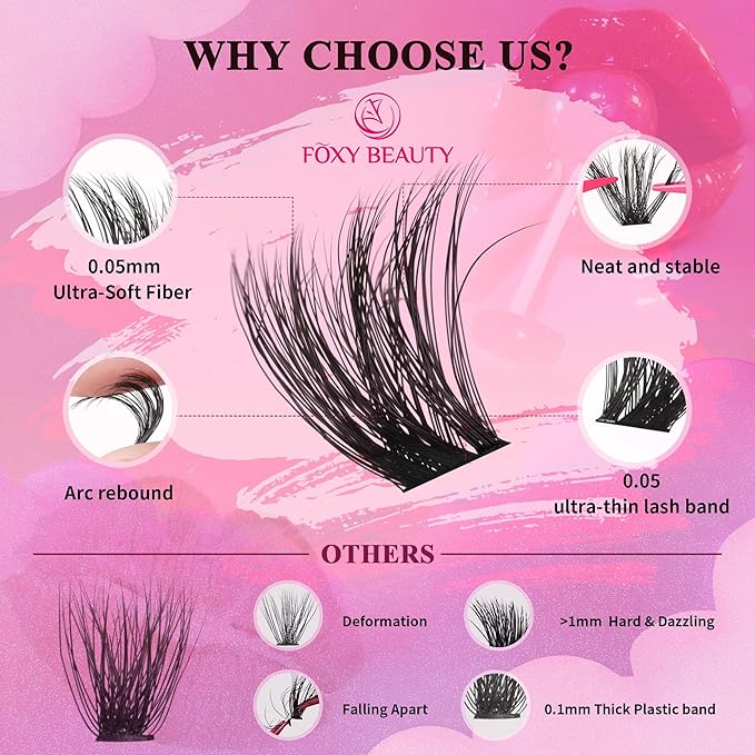 Bombshell X Volunm Lash Clusters Kit Thick Mink 80D-200D Lash Extension Kit 400Pcs 5D Fluffy Eyelash Extension Kit 10-18mm Individual Eyelashes with Lash Bond, Lash Remover, Lash Applicator