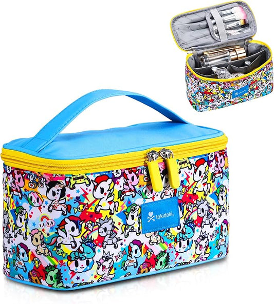 Tokidoki Official Unicorno Makeup Bag Cute Cosmetic Bag Large Capacity Travel Makeup Case Portable Organizer Toiletry Bag for Women Traveling with Handle (Colorful)