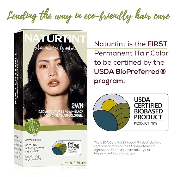 Naturtint 2WN Radiant Nature Brown Black Permanent Hair Color (Pack of 1), Ammonia Free, Vegan, Cruelty Free, up to 100% Gray Coverage, Long Lasting Results (Packaging may vary)