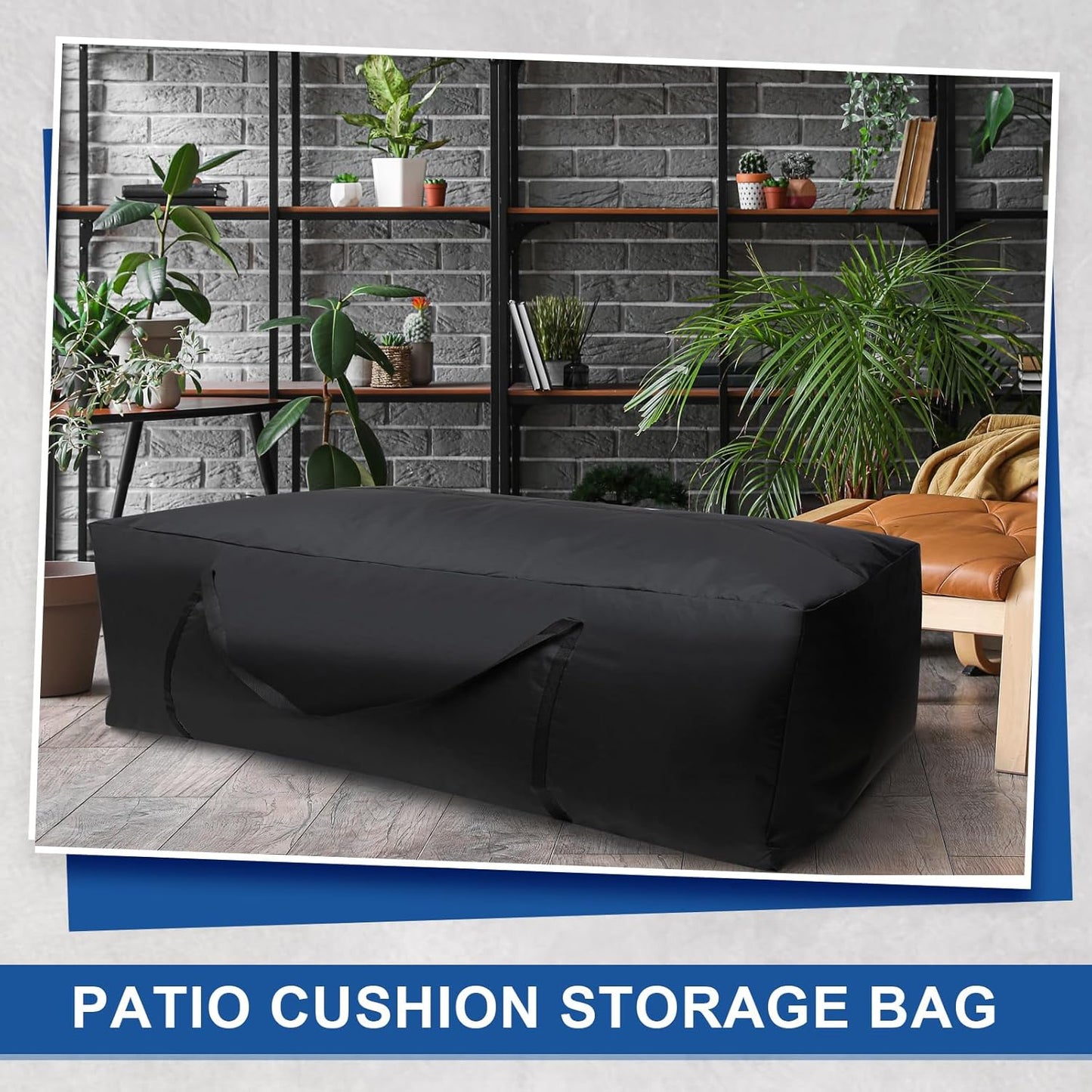 Silkfly 4 Pcs Patio Cushion Storage Bags 60" L x 20" W x 28" H Outdoor Cushion Storage Bag Extra Large Zippered Furniture Pillow Protective Storage Bag Black 420D Oxford Fabric Christmas Tree Storage