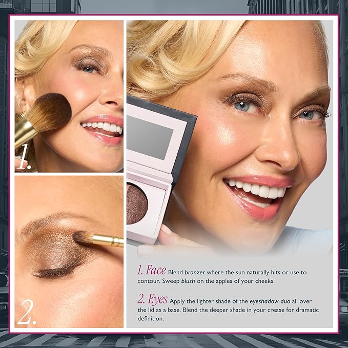 LAURA GELLER NEW YORK Geller's Greatest New York Minute Face & Eye Palette - Includes Blush, Bronzer and Eyeshadow Duo - Travel-Friendly Makeup Compact for Mature Skin